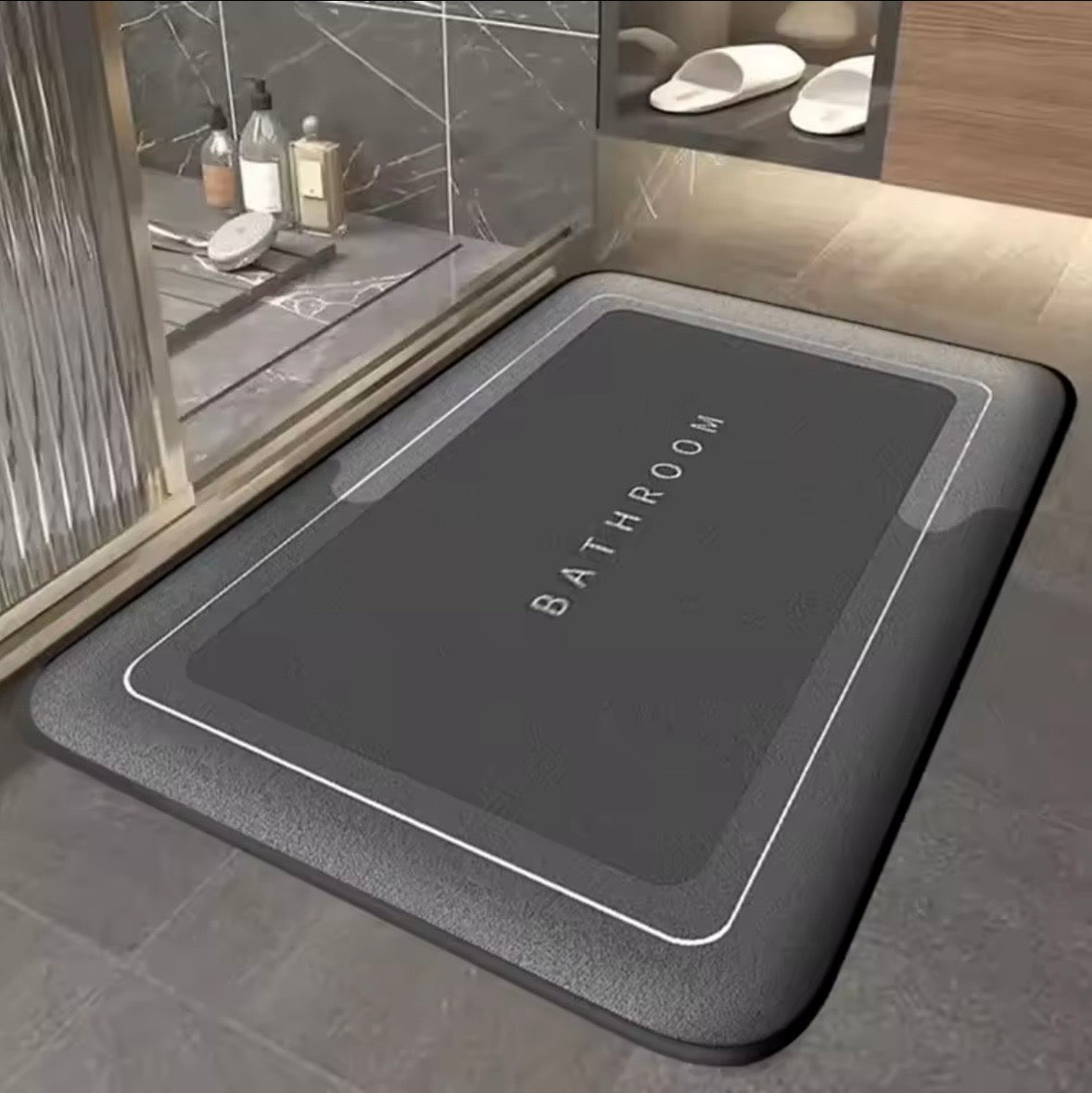 Alfombra gris para baño antideslizante